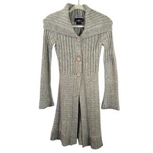 M It's Our Time Knit Long Cardigan with Wooden Buttons Y2K Women's Size S Taupe